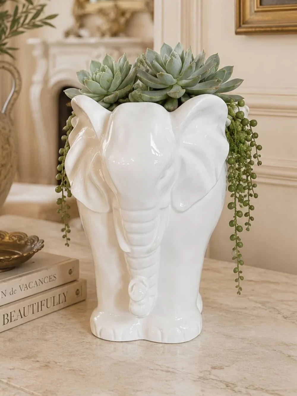 Vintage Charming Ceramic Elephant Planter